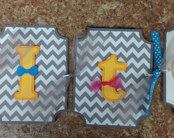 Custom banner, Gender reveal banner, Waddle It Be Gender Reveal Banner, baby shower banner, baby shower, cardstock banner, prestrung banner