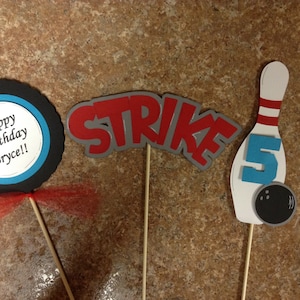 Bowling Centerpieces, bowling decorations, bowling decor, set of 3, bowling party, boy bowling, cardstock centerpieces, centerpieces