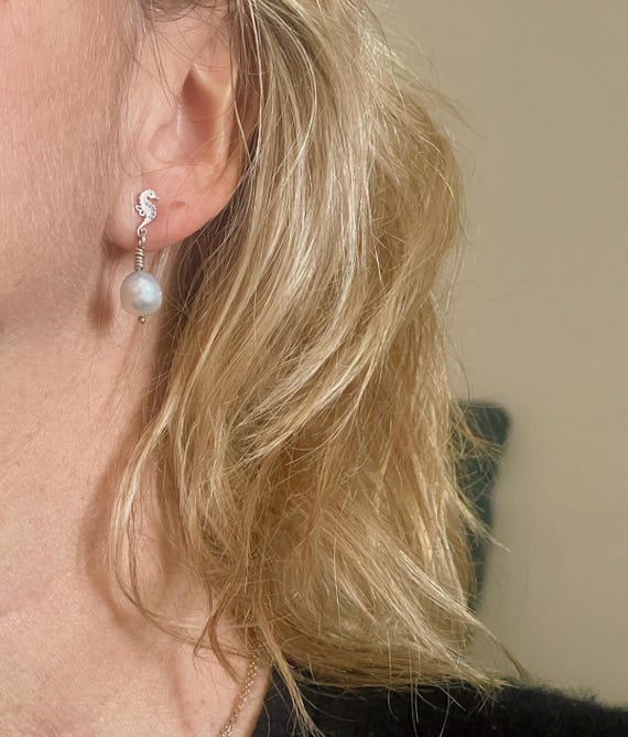 Australian pearls earrings, sterling silver 925