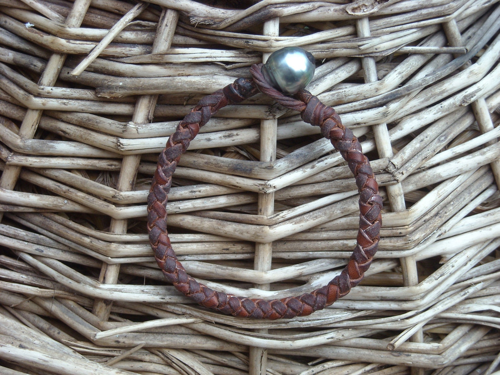 Bracelet Perle De Tahiti Et Argent 925 Sur Cuir - Marque Perla Mundi, Neuf Avec étiquettes