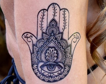 Hamsa Hand - Waterproof Temporary Tattoo - Medium