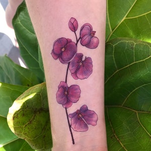 Purple Orchid - Temporary Tattoo - Large/Small