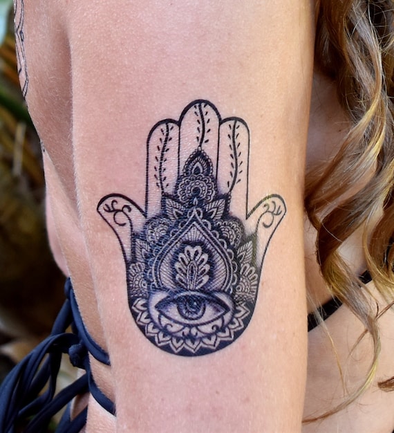 Hamsa Hand Waterproof Temporary Tattoo Medium - Etsy