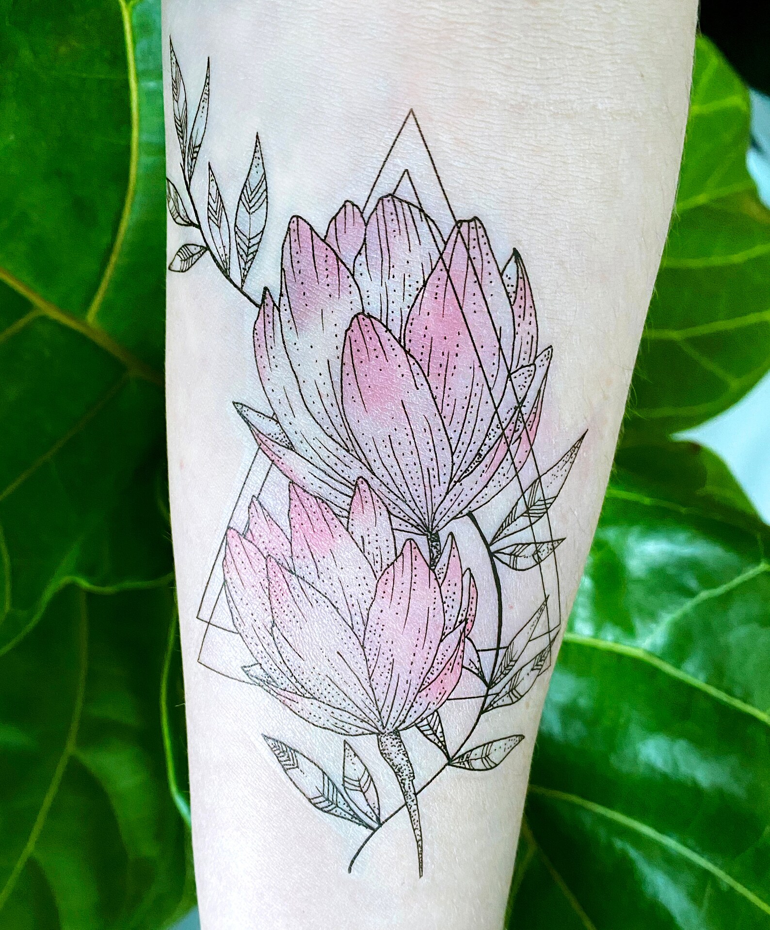 Floral Geometric Temporary Tattoo Medium Etsy