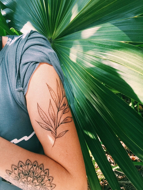 Palm Leaf Temporary Tattoo Large Etsy Palm Leaf Temporary Tattoo Large Etsy
