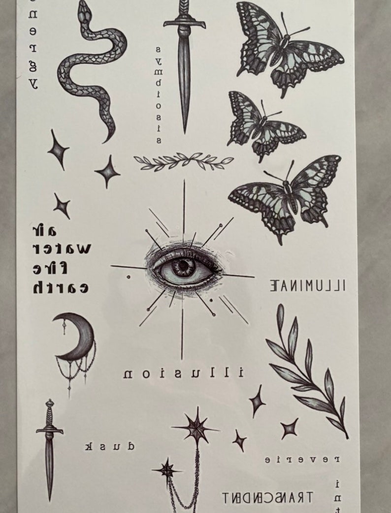 Minimalist Patchwork Temporary Tattoo Set Waterproof - Etsy