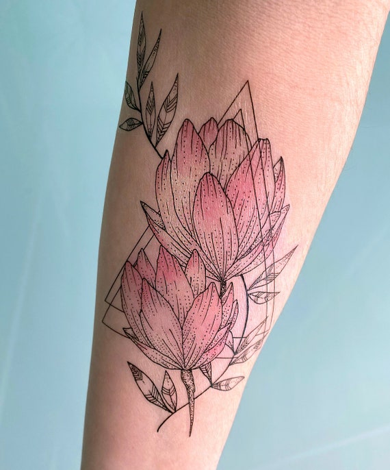 Floral Geometric - Temporary Tattoo - Medium