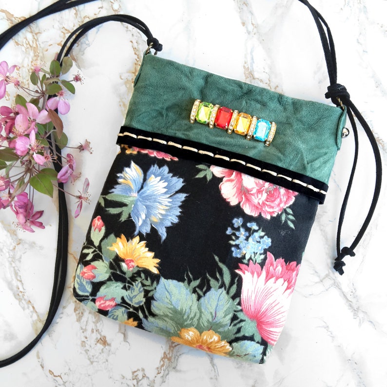 black floral crossbody bag