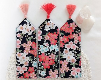 Cherry blossoms bookmark, fabric bookmark, page holder, Japanese , bookish gift, spring flowers