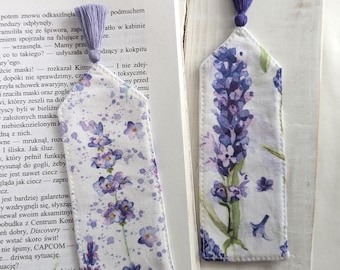 Lavender Fabric Bookmark, Botanical Bookmark, Floral Bookmark with handmade Tassel, Gift for Reader,  Cottagecore Gift