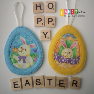 Felt Easter egg, Easter tree decorations, Handmade Easter decor, Easter ornaments,