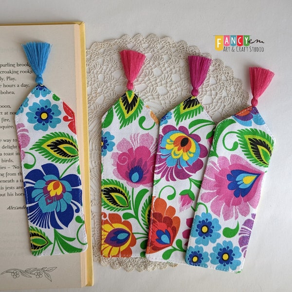 Polish folk bookmark, Lowicz pattern ,polish gift, bookish gift, readers club, fabric bookmark,