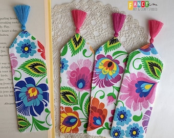 Polish folk bookmark, Lowicz pattern ,polish gift, bookish gift, readers club, fabric bookmark,