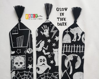 Halloween glow in the dark bookmark, spooky bookmark, witchy bookmark, reader gift, Halloween gift,