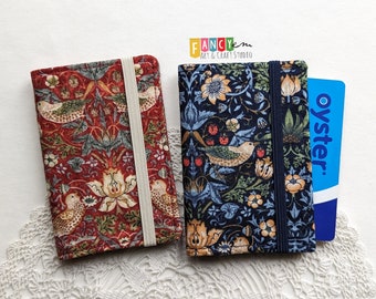 William Morris Strawberry Thief fabric Card Holder, Gift card holder, oyster or travel card wallet,