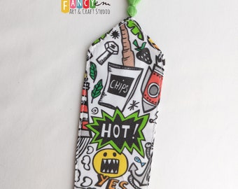 Buy Pop Art Fabric Bookmark, Doodle Bookmark, Robot Bookmark