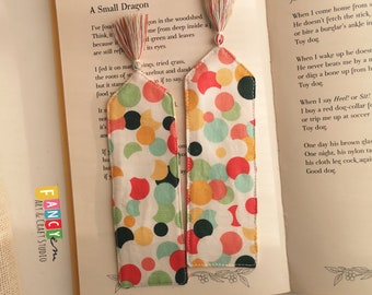 Dots bookmark, dotted fabric bookmark, gift for teacher, for reader, bookish, back to school, for teenager