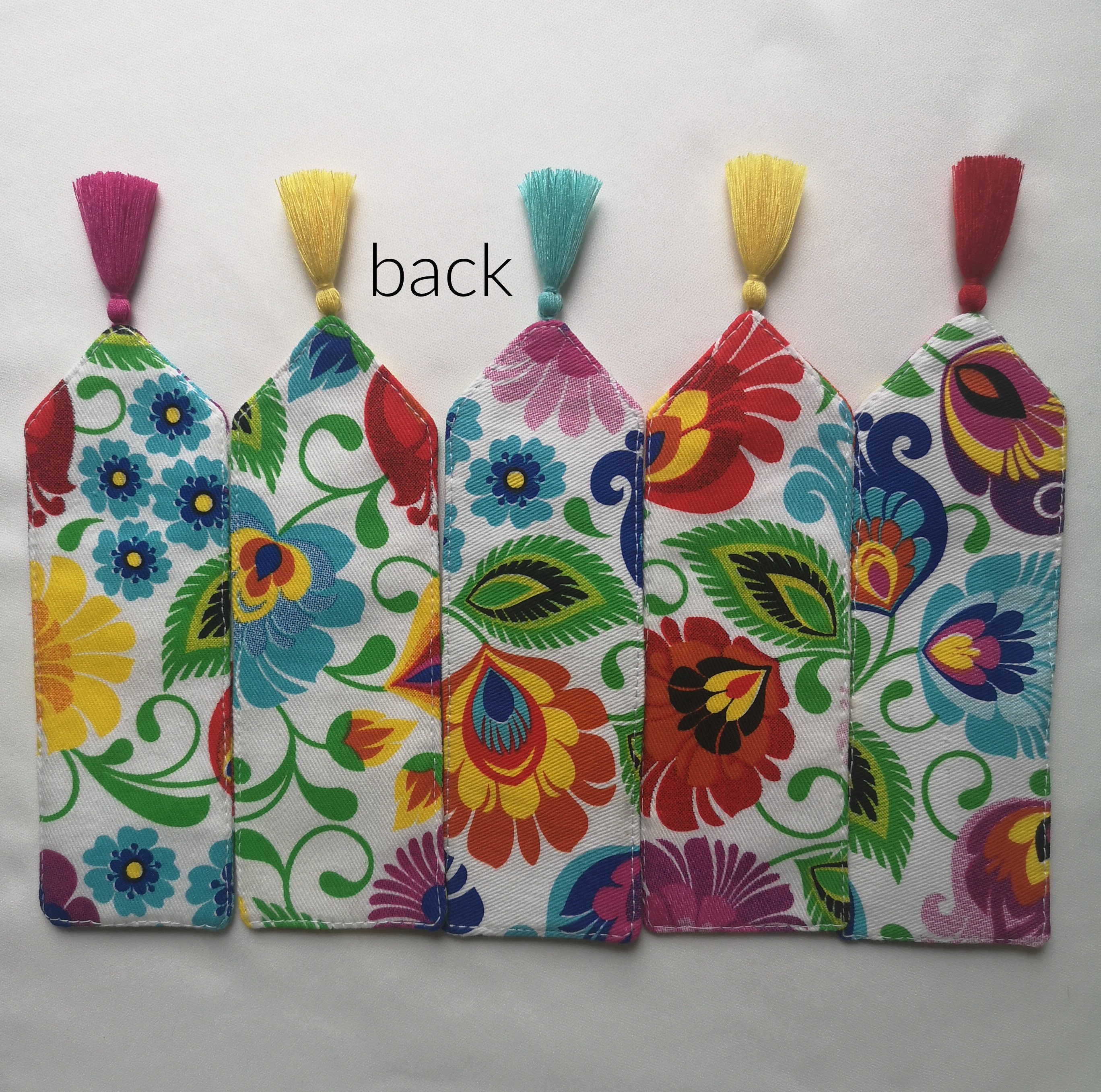 Fabric bookmark. Colourful floral folk pattern. Polish folk Etsy