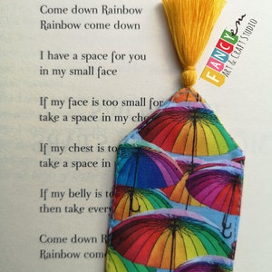 Rainbow umbrellas bookmarks, fabric bookmark, reader gift, pride gift, bookish, image 3