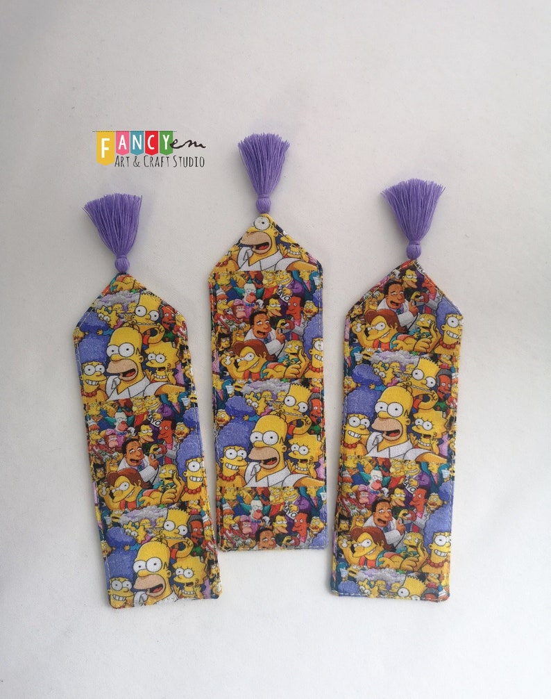 Simpsons Bookmark Draw The Simpsons Fabric Bookmark, the Simpson Gift, Bookish Gift, - Etsy