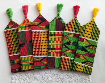 Bulk "Kente" fabric bookmarks, perfect for book clubs, party favours, Kwanzaa gift, stocking fillers.