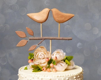 Natural Wooden Cake Topper, Love Bird Topper for your Wedding Cake, Wood Topper, Wedding Keepsake or Bridal Gift