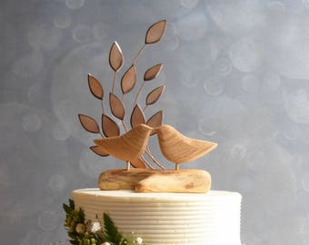 Hand Carved, Wooden Bird Wedding Cake Topper, Wooden Cake Topper, Love Bird Cake Topper for Your Rustic Wedding
