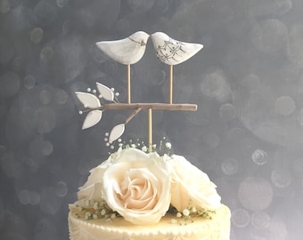 Love Birds and Pearl Topper, Wedding Cake Topper, Bird Cake Topper/ Bridal Cake Topper, Bride and Groom Cake