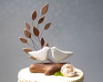 Wooden Wedding Topper, Wood Cake Topper, Wooden Topper with Love Birds Wedding/ Rustic Cake for Wedding