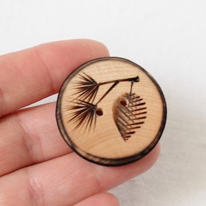 1.5" Natural Wood Button, Pinecone Buttons, Fall Themed Buttons, Wooden Sewing Buttons, Organic Buttons