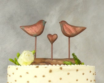 Elegant Bronze Cake Topper, Wedding Cake Topper, Love Birds Keepsake, Bronze Anniversary Gift, 8th Anniversary Gifts/ Copper Cake Topper