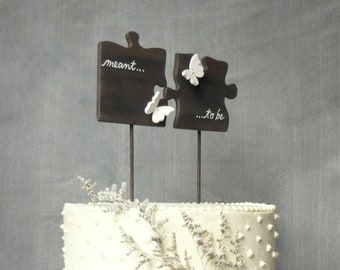 Cake Topper Puzzle Piece Wedding Cake Topper with Butterflies,  Wedding Topper, Butterfly Cake Topper