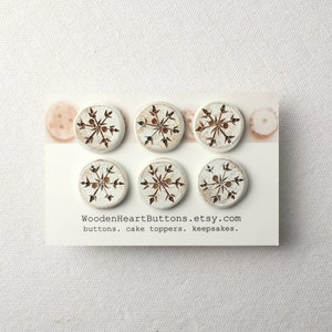 Tiny Snowflake Button, Handmade Wood Button 3/4 Inch or 20mm Winter Wonderland Sewing Button image 2