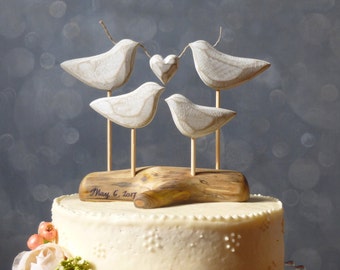 Family Wedding Cake Topper,  Wooden Cake Topper for your Family Wedding Cake, Beach Wedding Topper, Love Bird Cake Topper