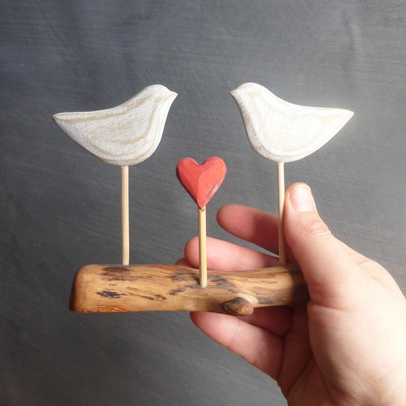 Rustic Wedding Cake Topper, Beach Cake Topper, Beach Wedding Decor, Love Birds Cake Topper, Wooden image 5