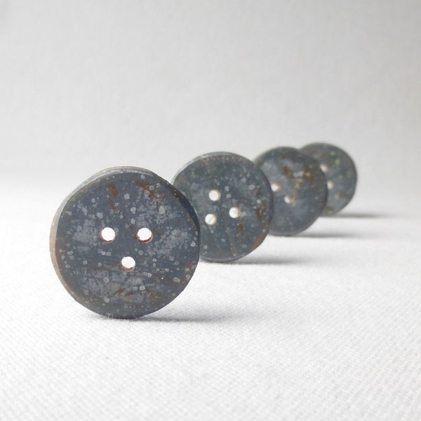 4 Rustic Gray Wood Buttons- Distressed/ Medium Gray Buttons, 1 Inch Gray Sewing Buttons, Wooden Buttons 4pce  1"