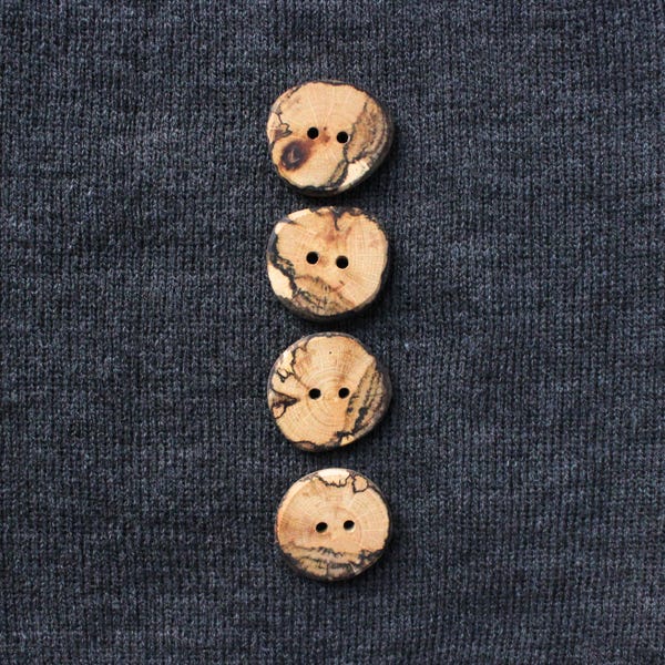 4 Large Aged Oak Buttons, Wood Grain Buttons, Tree Branch Button 1.25"  4pce