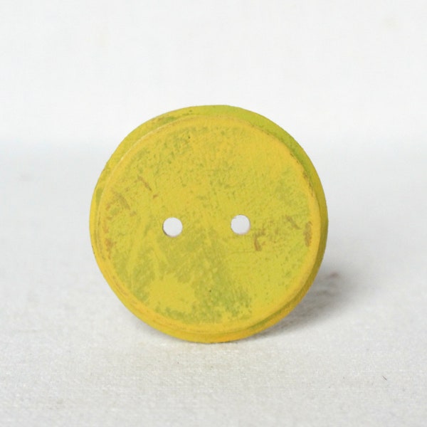 Yellow Green Wood Button, Chartreuse Sewing Buttons 1pce  1.5" or 38mm