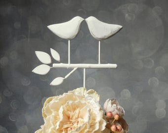 White Wedding Cake Topper, Bird Cake Topper/ Love Birds for Your Rustic Wedding/ Wedding Cake Topper Rustic