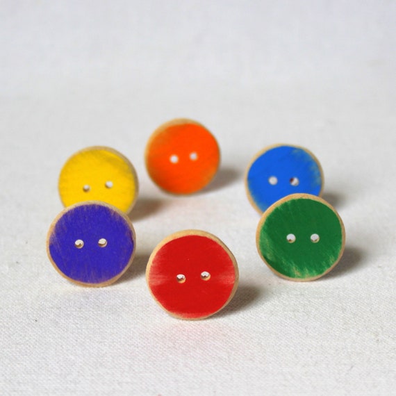 Rainbow Heart Wooden Buttons Colorful Love Wood Button Crafts Garment  Decoration