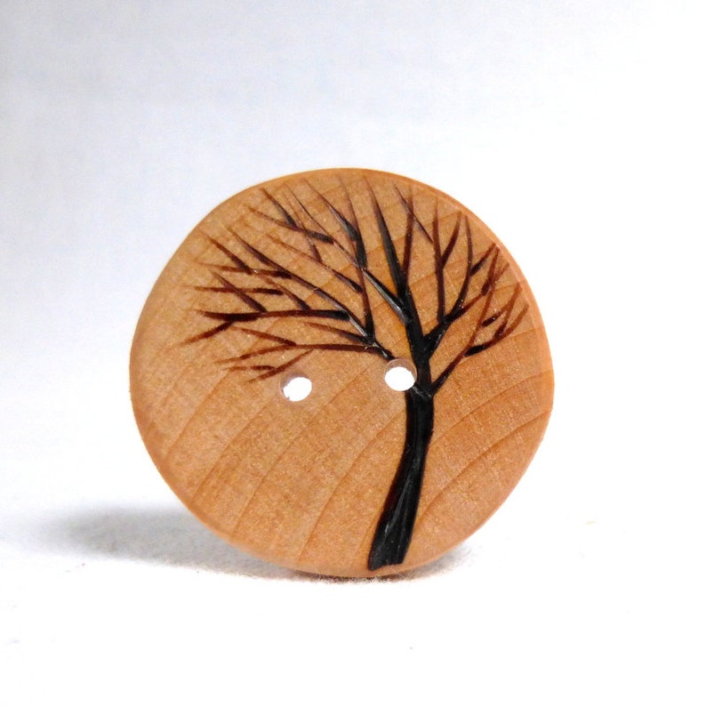 Big Wood Buttons 1pce 38mm or 1.5 Handmade Wooden Tree Buttons Extra Large Wood Button Tree Sewing Button
