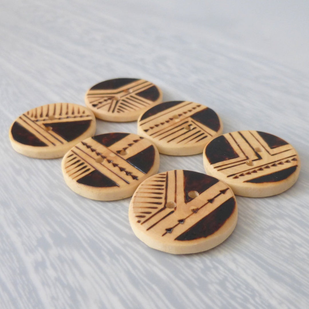 6 Truly Unique Buttons Handmade Buttons Sewing Wood Buttons Etsy