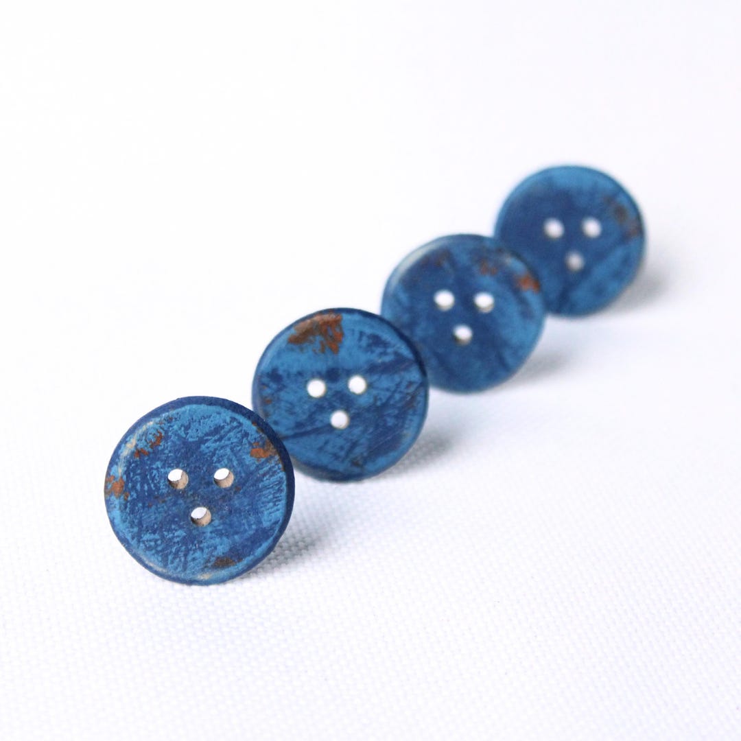 Rustic Wood Buttons- Distressed/ Rustic Blue Buttons, Medium Blue ...