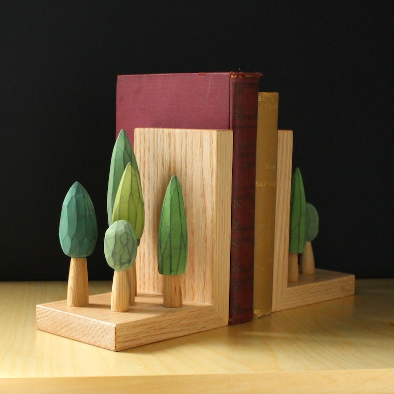 Tree Book Ends, Oak Bookends, Green/ Eco Wedding Gift, Home Decor, Gift for Grandpa, Mantel Decor image 5