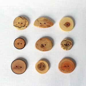 9 Small Wood Buttons, Spalted Oak Buttons,  1"- 1.5" or 25mm-38mm  Wood Sewing Buttons, Natural Organic Buttons from Canadian Hardwood