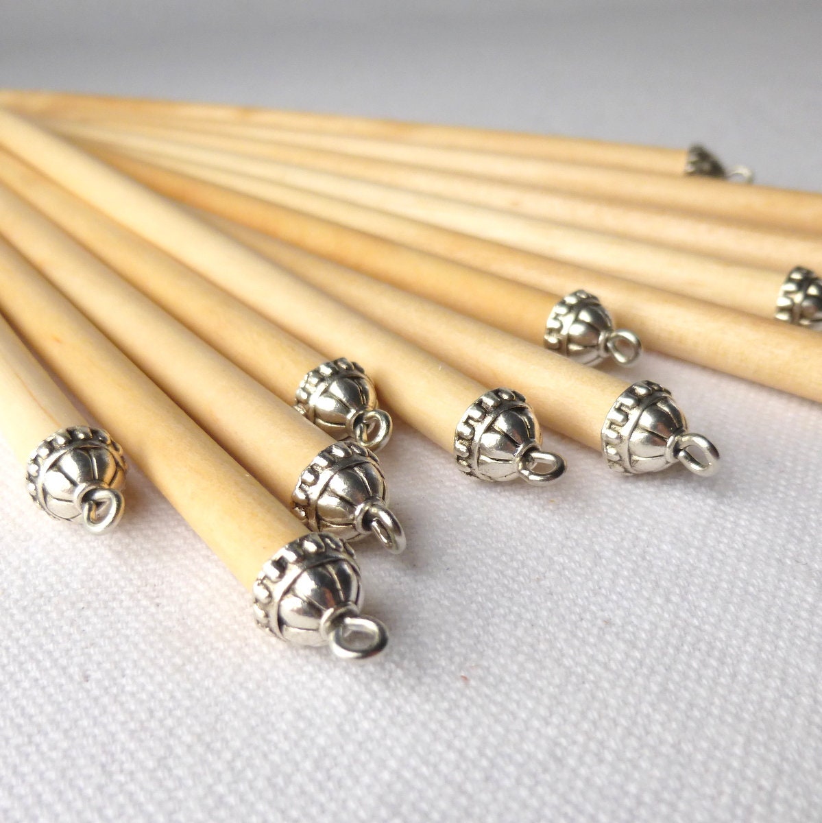 12 Turned Wood And Silver Shawl Pin Or Hair Accessory For Diy 50