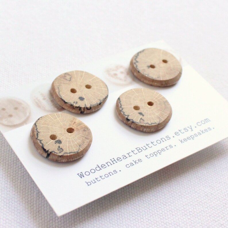 4 Spalted Oak Buttons 3/4 Inch Wood Sewing Button Natural ...