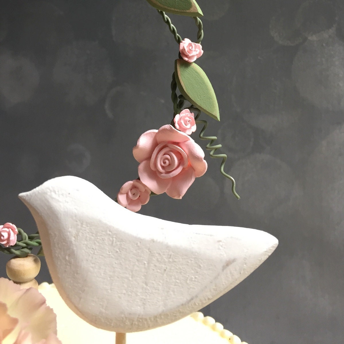 Pink Flower Wedding Topper Vintage Wedding Cake Topper Etsy