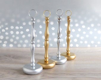 Your Choice, Silver or Gold Table Number Holders- Wedding Table Number Stands/ Guest Table Numbers, DIY Table Numbers/ Place Card Holders