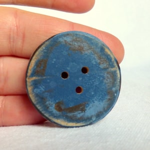 Large Rustic Wood Buttons- Distressed Cornflower/ Periwinkle Blue Wooden Buttons 1pce  1.5&quot; or 38mm